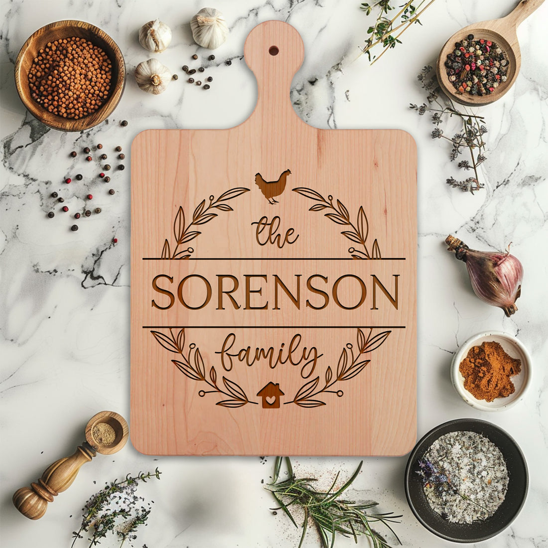 Personalized Family Name Handcrafted Cherry Wood Cutting Board