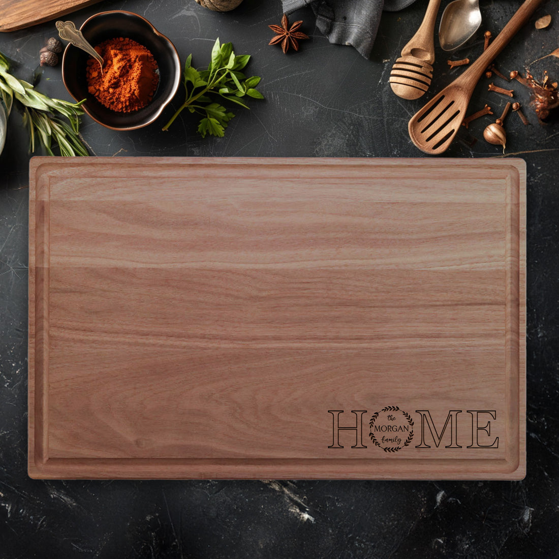 Personalized Exquisite Solid Walnut Carving Board With Juice Trough
