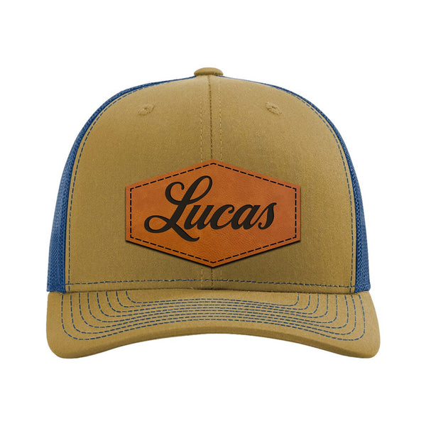 Leather patch hat