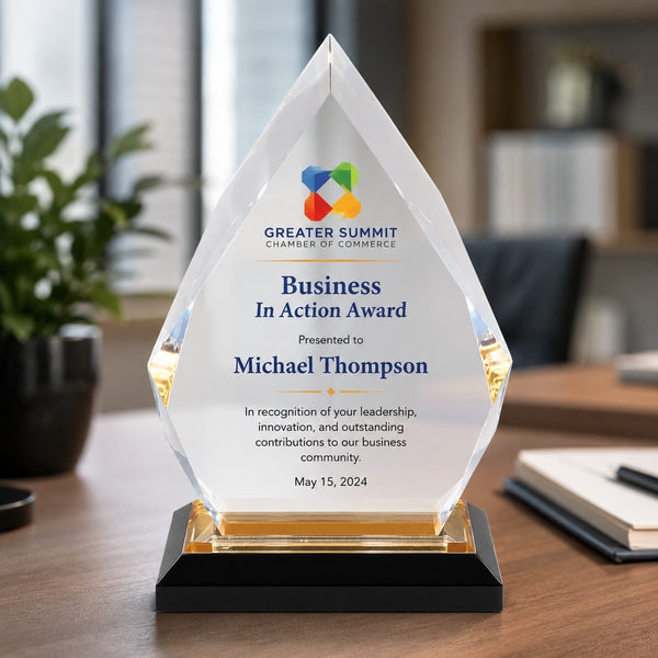 Premium Crystal Clear Acrylic Award with Custom Logo Printing
